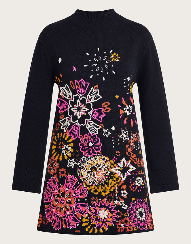 Eve Embroidered Dress, Black (BLACK), large