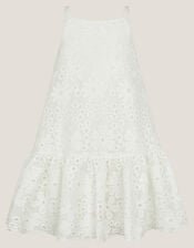 Harper Lace Daisy Bow Dress, White (WHITE), large