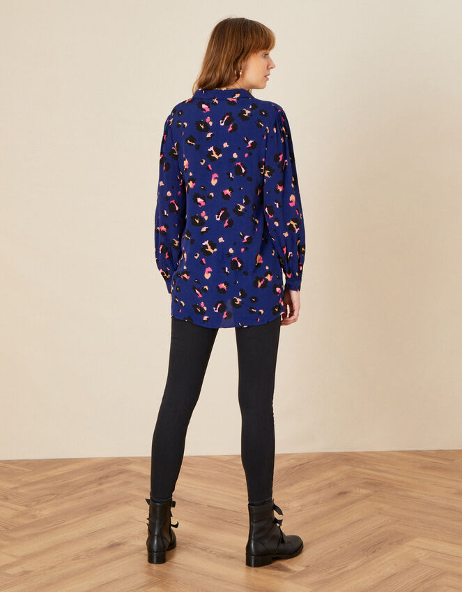 Animal Print Blouse with LENZING™ ECOVERO™ , Blue (COBALT), large