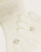 Pearl Ring Gloves, Ivory (IVORY), large