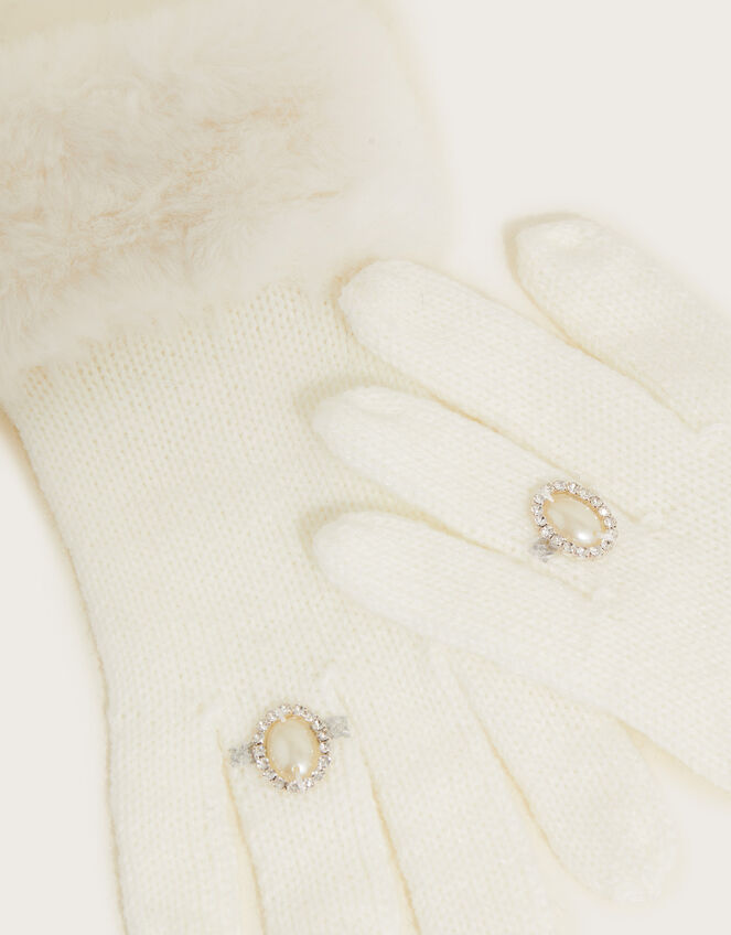 Pearl Ring Gloves, Ivory (IVORY), large