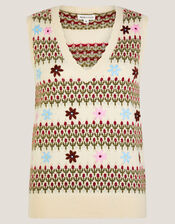 Ella Floral Knitted Vest, Ivory (IVORY), large