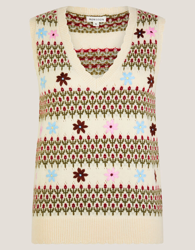 Ella Floral Knitted Vest, Ivory (IVORY), large