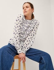 Molly Spot Smocked Top, Ivory (IVORY), large