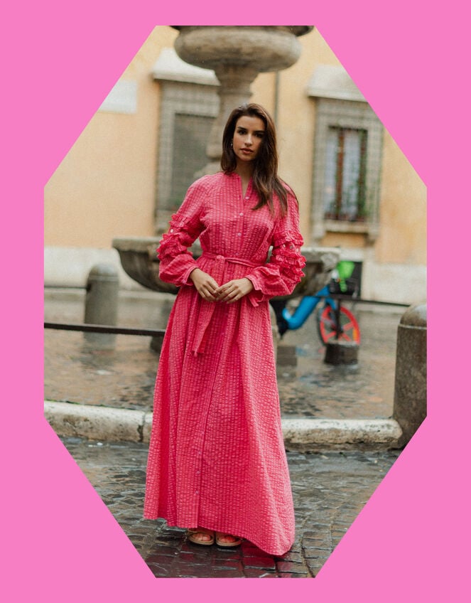 Sundress Magnolia Long Sleeve Frill Maxi Dress, , large