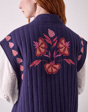 East Rayna Embroidered Quilted Gilet, Blue (NAVY), large