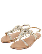 Marnie Embellished Metallic Sandals, Gold (GOLD), large
