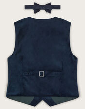 Velvet Waistcoat and Bow Tie, Blue (NAVY), large