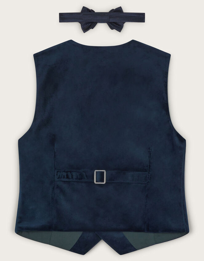 Velvet Waistcoat and Bow Tie, Blue (NAVY), large