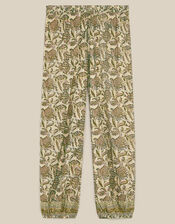 East Odette Hand-Woodblock Print Balloon Trousers, Cream (CREAM), large
