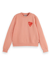 Scotch & Soda Heart Graphic Sweatshirt, Orange (PEACH), large