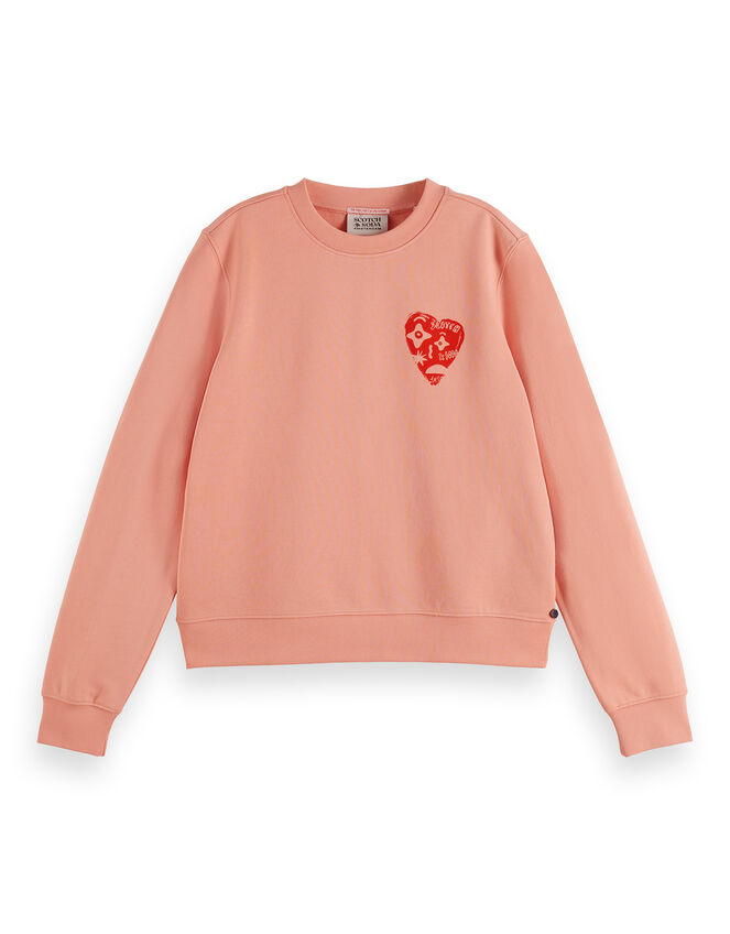 Scotch & Soda Heart Graphic Sweatshirt, Orange (PEACH), large