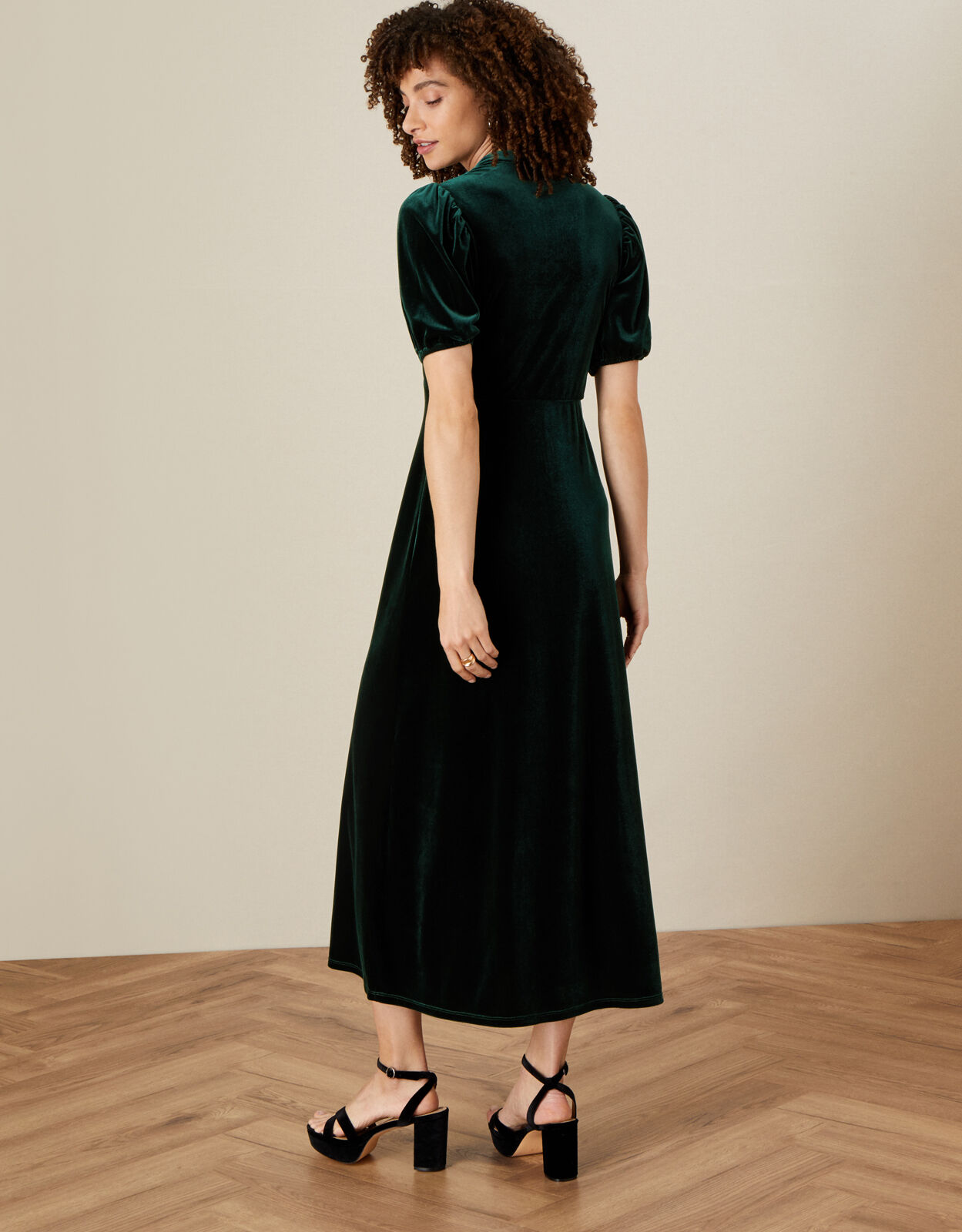 Veronique Velvet Shirt Dress Green Evening Dresses Monsoon ROI