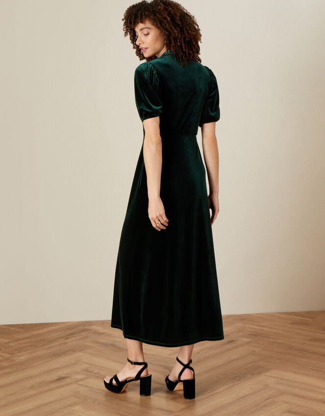Veronique Velvet Shirt Dress, Green (GREEN), large