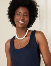 Frill Hem Dress in Linen Blend, Blue (NAVY), large