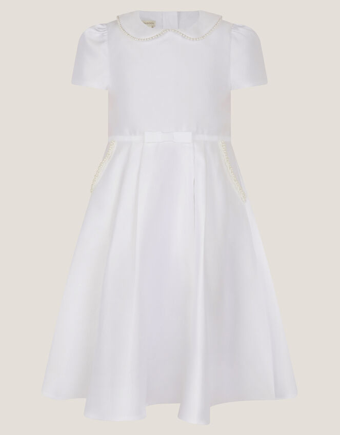 Sicily Pearl Collar Communion Dress, White (WHITE), large