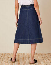 Denim Midi Skirt in Organic Cotton , Blue (INDIGO), large