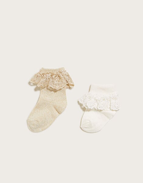 Baby Lace Trim Sock Twinset Gold, Gold (GOLD), large
