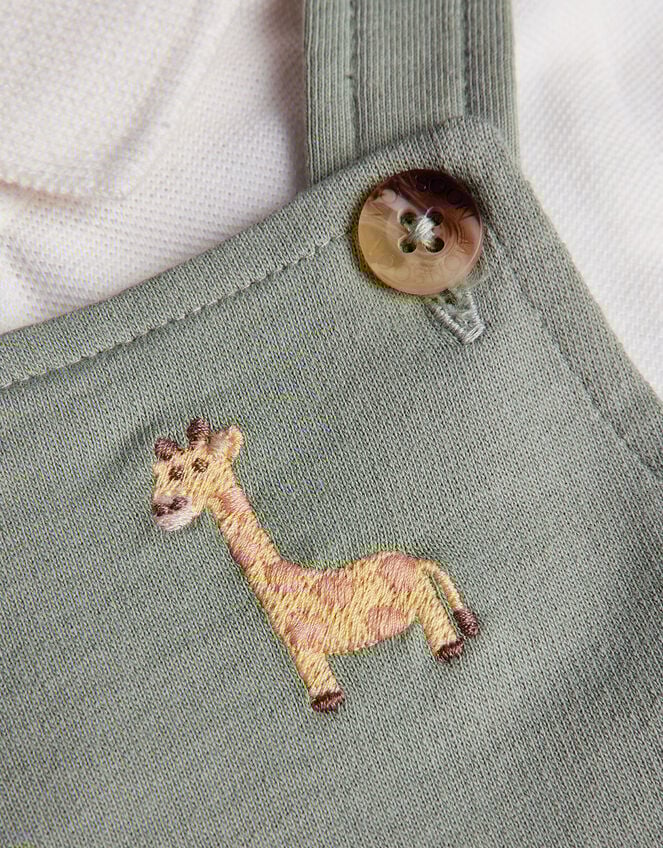 Newborn Giraffe Dungaree Set, Green (GREEN), large