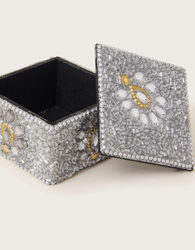 Shellac Embellished Square Box, Silver (SILVER), large