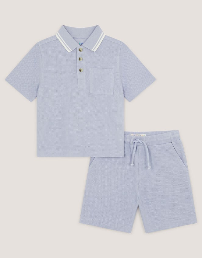 Jersey Polo Shirt & Shorts Set, Blue (BLUE), large