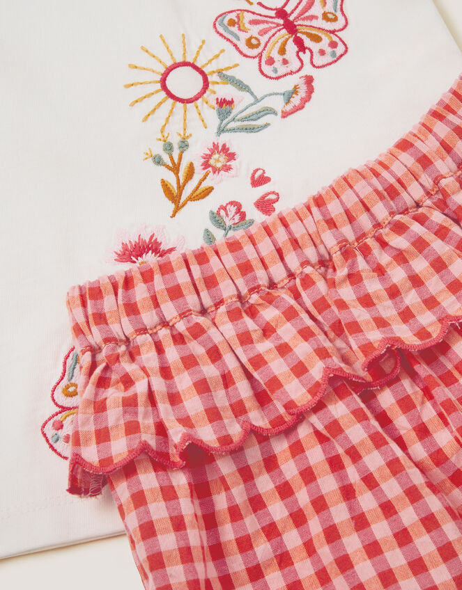 Baby Embroidered Gingham Top & Trouser Set, Pink (PINK), large
