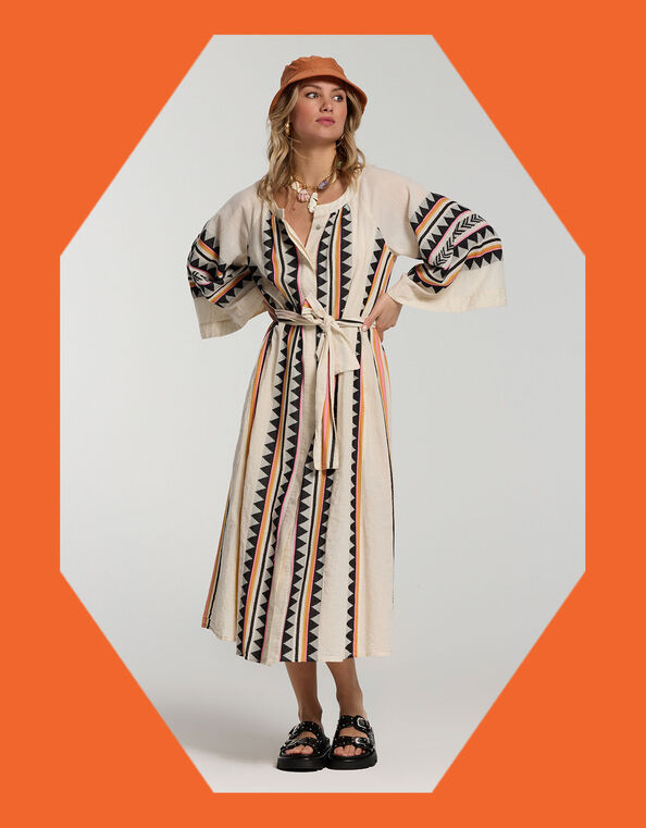 Devotion Twins Porto Pefko Maxi Dress, Natural (NEUTRAL), large