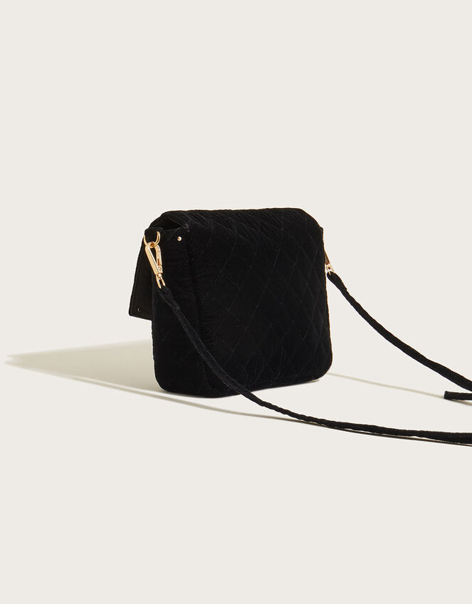 Velvet Quilted Cross-Body Bag, , large