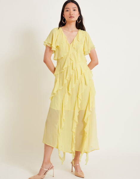 Renata Frill Dress, Yellow (YELLOW), large