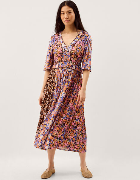 Ceri Floral Print Jersey Midi Dress, Multi (MULTI), large