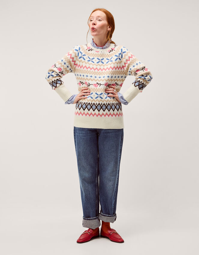 Fee Fair Isle Sweater, Ivory (IVORY), large