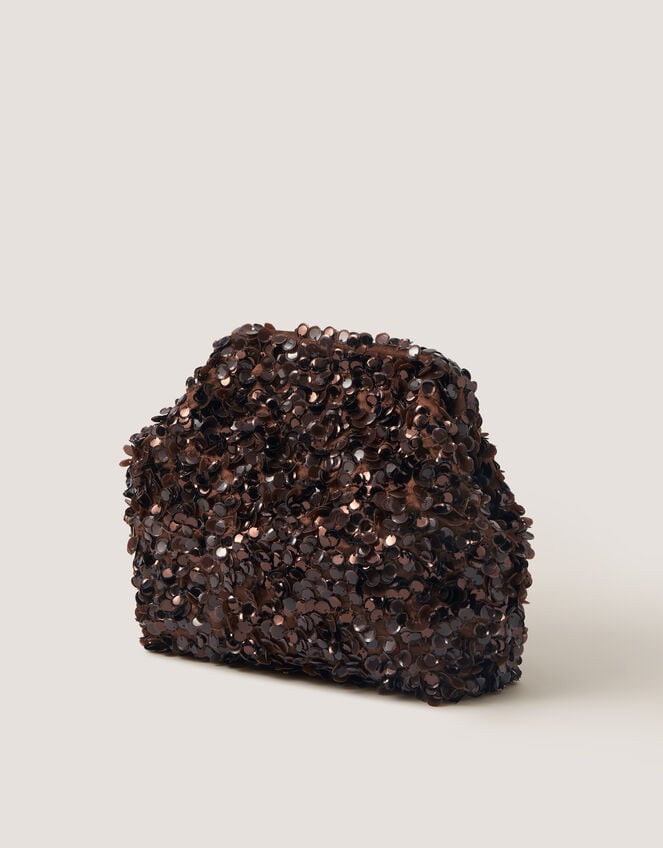 Kira Sequin Clutch Bag, Brown (CHOCOLATE), large