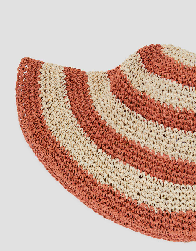 Lola Stripe Straw Bucket Hat, , large