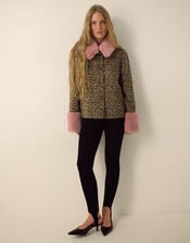 Monsoon x Queens of Archive Camilla Short Faux Fur Leopard Print Coat​, Brown (BROWN), large