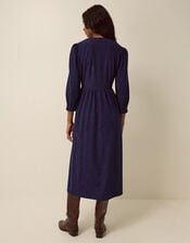 Sara Smocked Corduroy Midi Dress, Blue (MIDNIGHT), large
