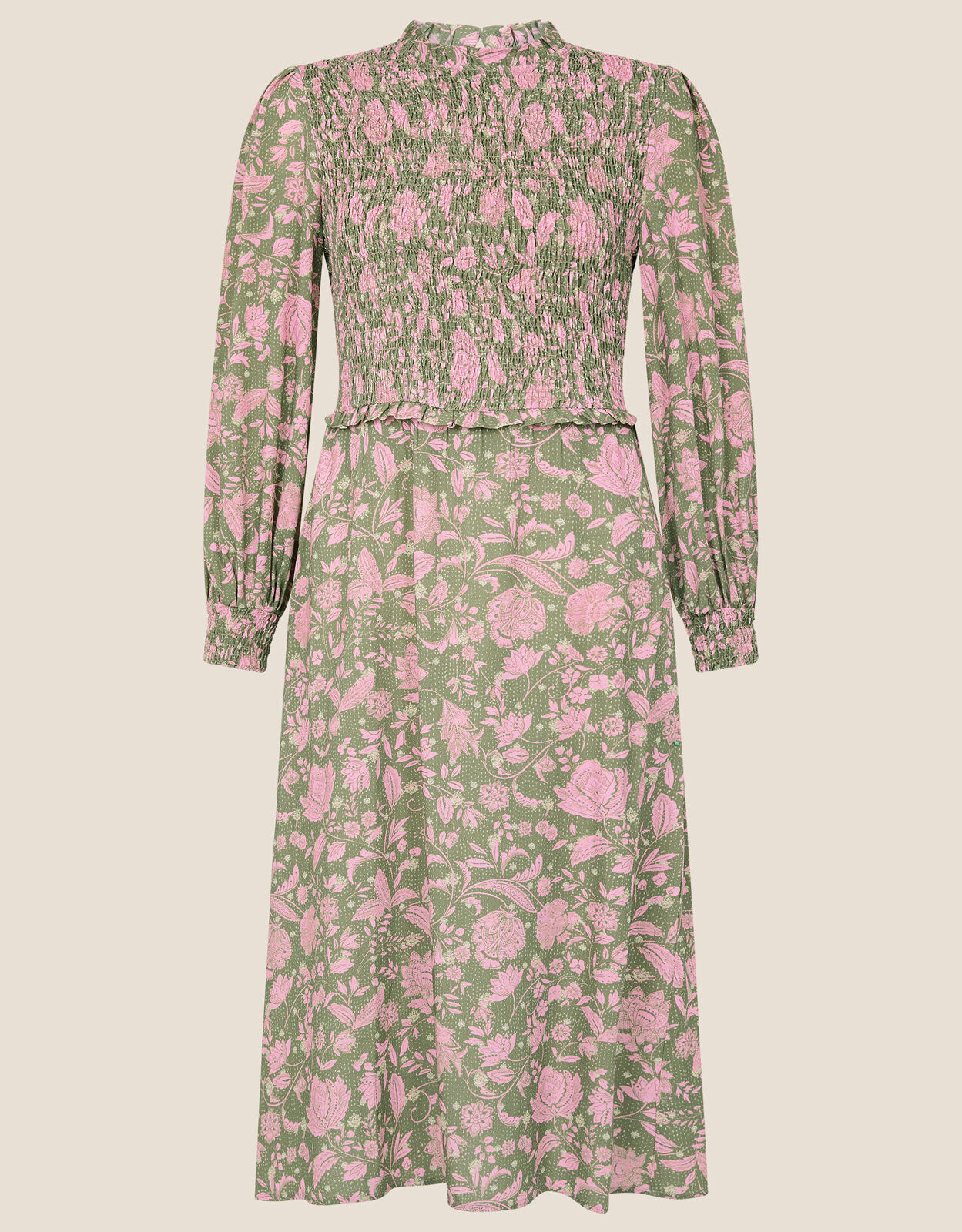 Linie Floral Shirred Dress Green Day Dresses Monsoon ROI
