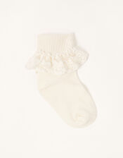 Baby Olivia Lace Trim Socks, Ivory (IVORY), large