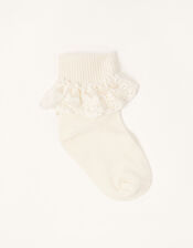 Baby Olivia Lace Trim Socks, Ivory (IVORY), large
