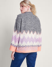 Ami Aztec-Inspired Sweater, Gray (GREY), large