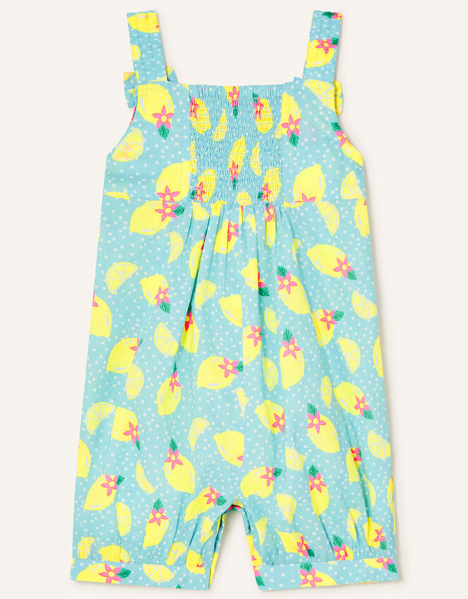 Baby Lemon Print Romper, Yellow (YELLOW), large