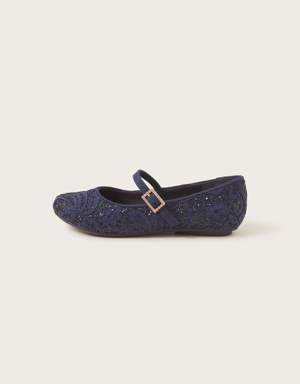 Glitter Lace Ballerina Flats Blue Girls Flat Shoes Monsoon