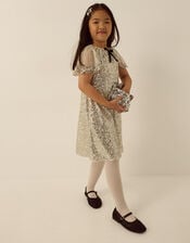 Monsoon x Queens of Archive Cape Sleeve Sequin Party Dress, Silver (SILVER), large