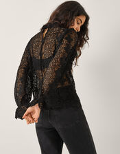 Phoebe Sheer Lace Blouse, Black (BLACK), large