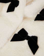 Bow Faux Fur Coat, Cream (CREAM), large