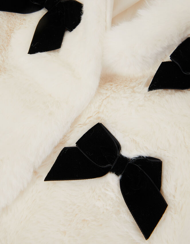 Bow Faux Fur Coat, Cream (CREAM), large