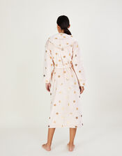 Spot Foil Hooded Dressing Gown, Ivory (IVORY), large