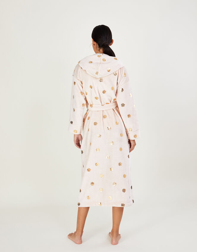 Spot Foil Hooded Dressing Gown, Ivory (IVORY), large
