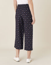 Printed Culottes in Linen Blend, Blue (NAVY), large
