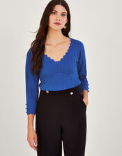V-Neck Stitch Jumper with Recycled Polyester, Blue (COBALT), large