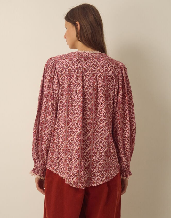 Katrina Long Sleeve Floral Print Top, Pink (PINK), large